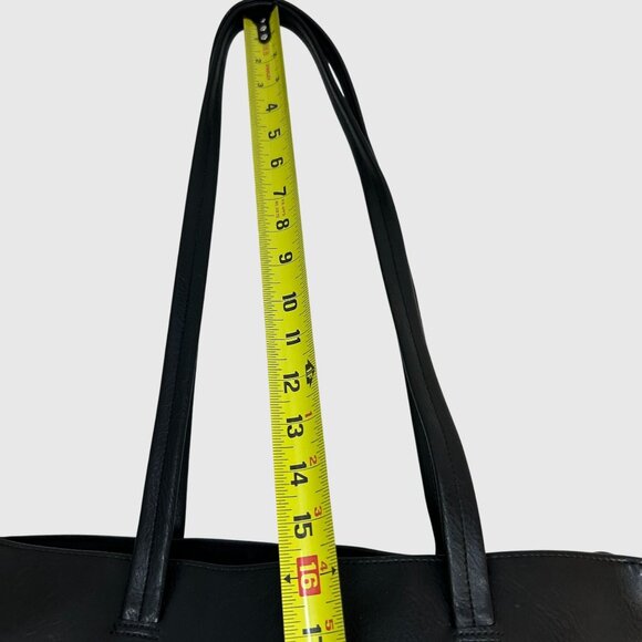 Crazy Horse Black Faux Leather Tote Bag With Double Straps & Zipper Closure - Picture 10 of 11
